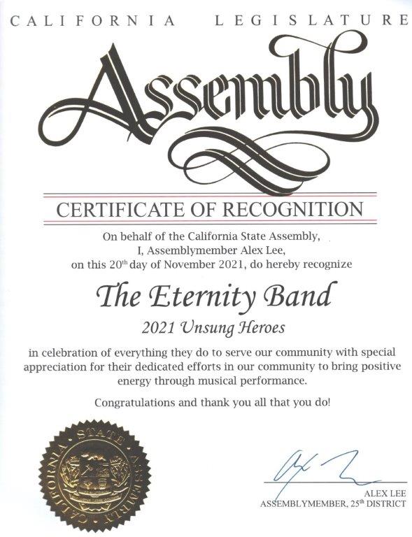25th State Assembly District 2021 Unsung Heros Certificate 1